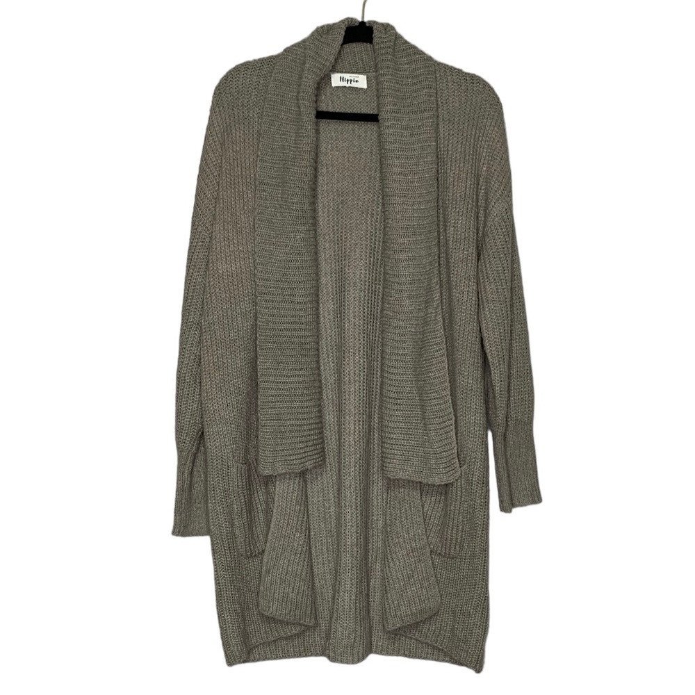 Military Hippie grey draped collar cardigan sweater. Size L/XL‎